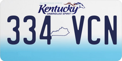 KY license plate 334VCN