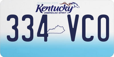 KY license plate 334VCO
