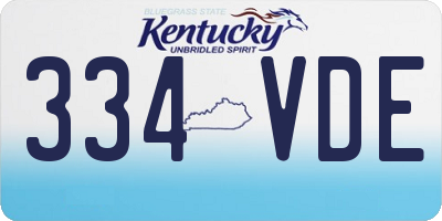 KY license plate 334VDE