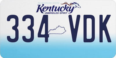 KY license plate 334VDK