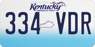 KY license plate 334VDR