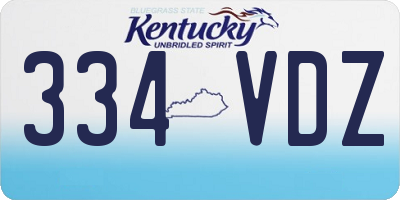 KY license plate 334VDZ