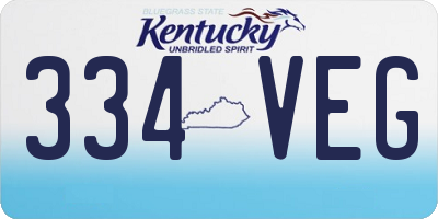 KY license plate 334VEG