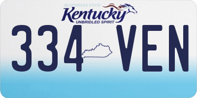 KY license plate 334VEN