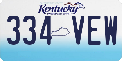 KY license plate 334VEW