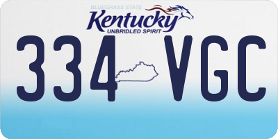 KY license plate 334VGC