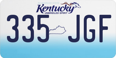 KY license plate 335JGF