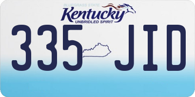 KY license plate 335JID