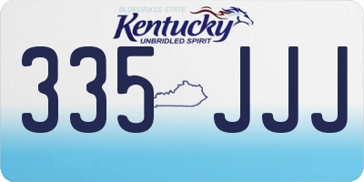 KY license plate 335JJJ