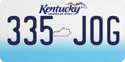 KY license plate 335JOG