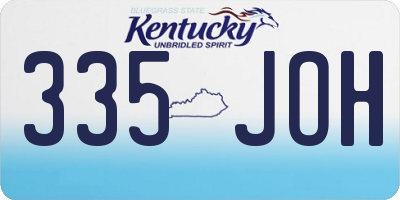 KY license plate 335JOH