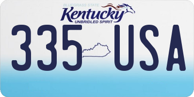 KY license plate 335USA