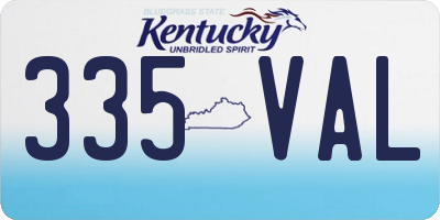KY license plate 335VAL