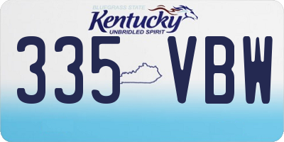 KY license plate 335VBW