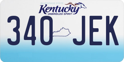 KY license plate 340JEK