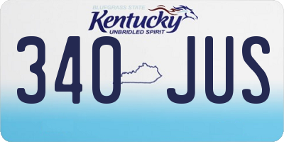 KY license plate 340JUS