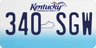 KY license plate 340SGW