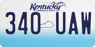 KY license plate 340UAW