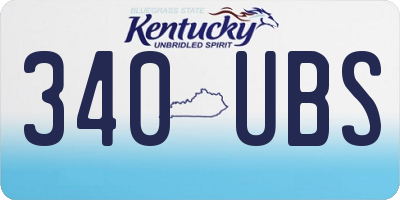 KY license plate 340UBS