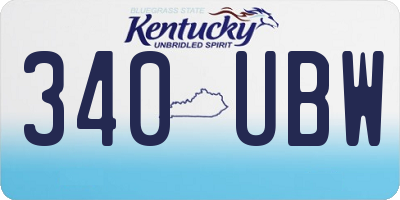KY license plate 340UBW