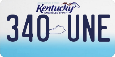 KY license plate 340UNE