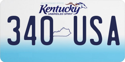 KY license plate 340USA