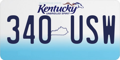 KY license plate 340USW