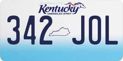KY license plate 342JOL
