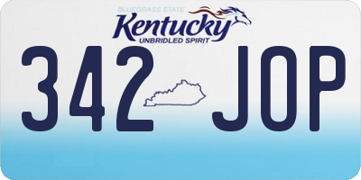 KY license plate 342JOP