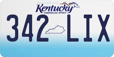 KY license plate 342LIX