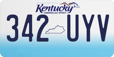KY license plate 342UYV