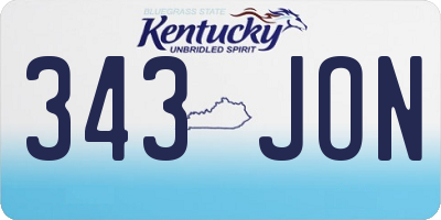 KY license plate 343JON