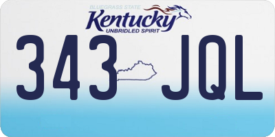 KY license plate 343JQL