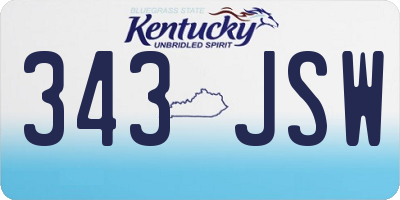 KY license plate 343JSW