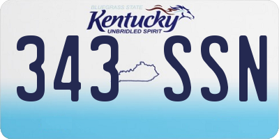 KY license plate 343SSN