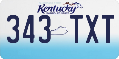 KY license plate 343TXT