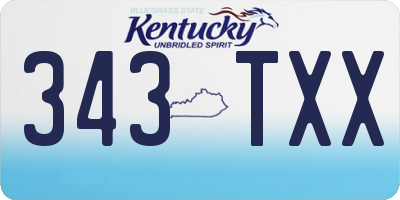 KY license plate 343TXX