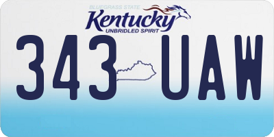 KY license plate 343UAW