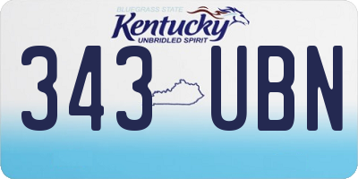 KY license plate 343UBN