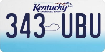 KY license plate 343UBU