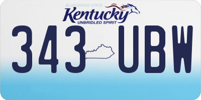 KY license plate 343UBW