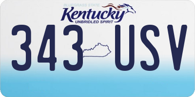 KY license plate 343USV