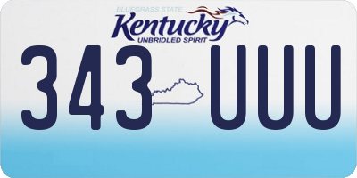 KY license plate 343UUU