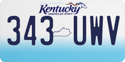 KY license plate 343UWV