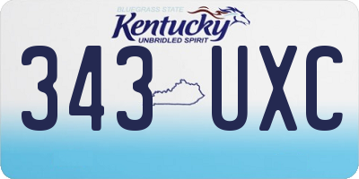 KY license plate 343UXC