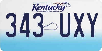 KY license plate 343UXY