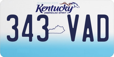 KY license plate 343VAD