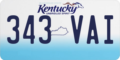 KY license plate 343VAI