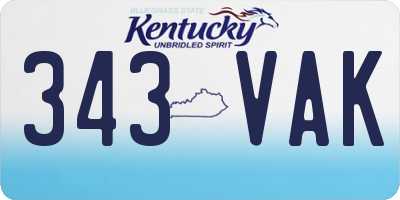 KY license plate 343VAK