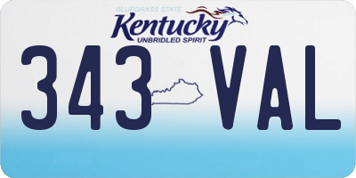 KY license plate 343VAL